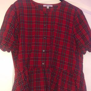Madewell Women's Plaid Peplum Top Size M